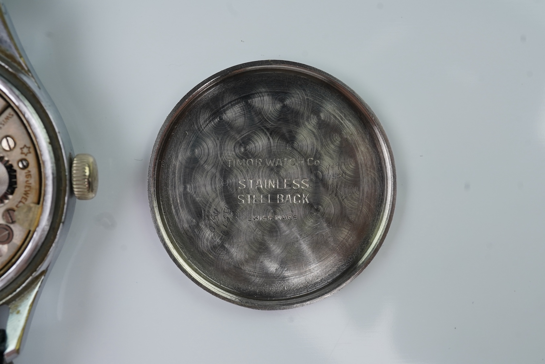 A gentleman's stainless steel WWII British Military Timor Army Trade Pattern manual wind wrist watch